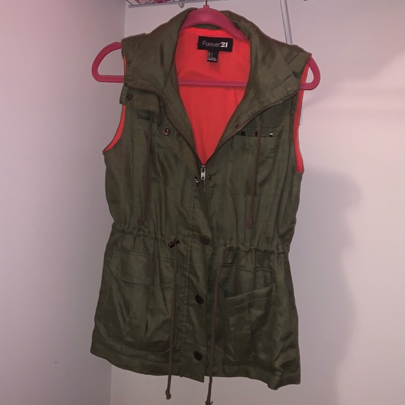 Forever 21 Jackets & Blazers - Green Studded Pocket Vest